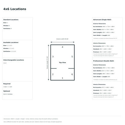 LA Vocal Booths 4x6 Universal locations diagram