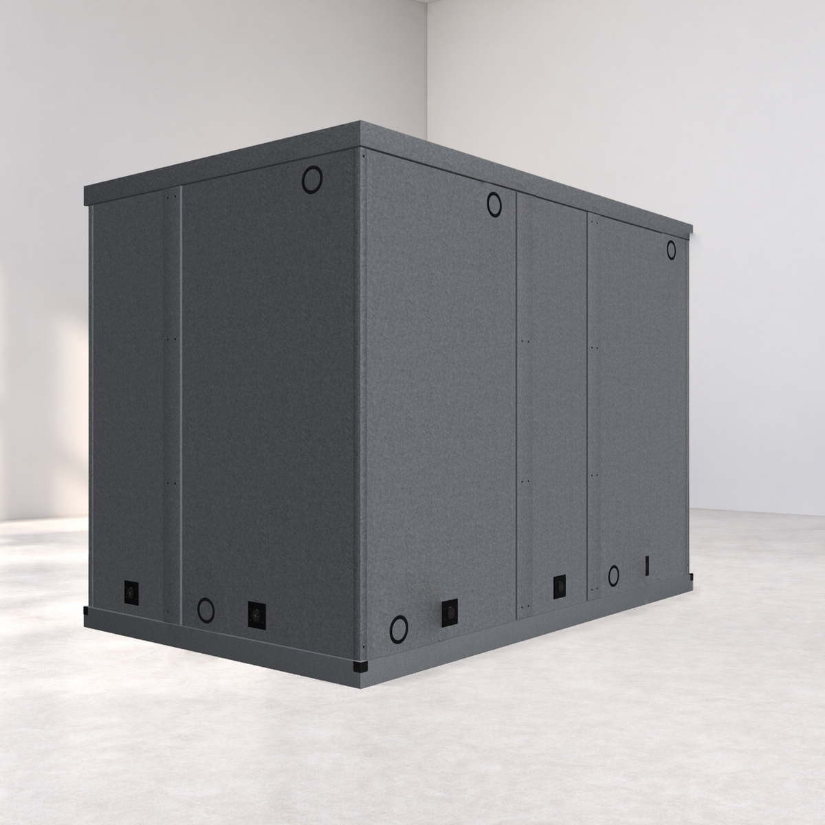 LA Vocal Booths 6x10 Basic exterior with structural vent rings and no airflow boxes