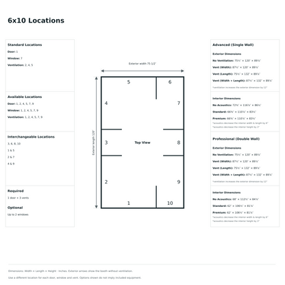 LA Vocal Booths 6x10 Universal locations diagram