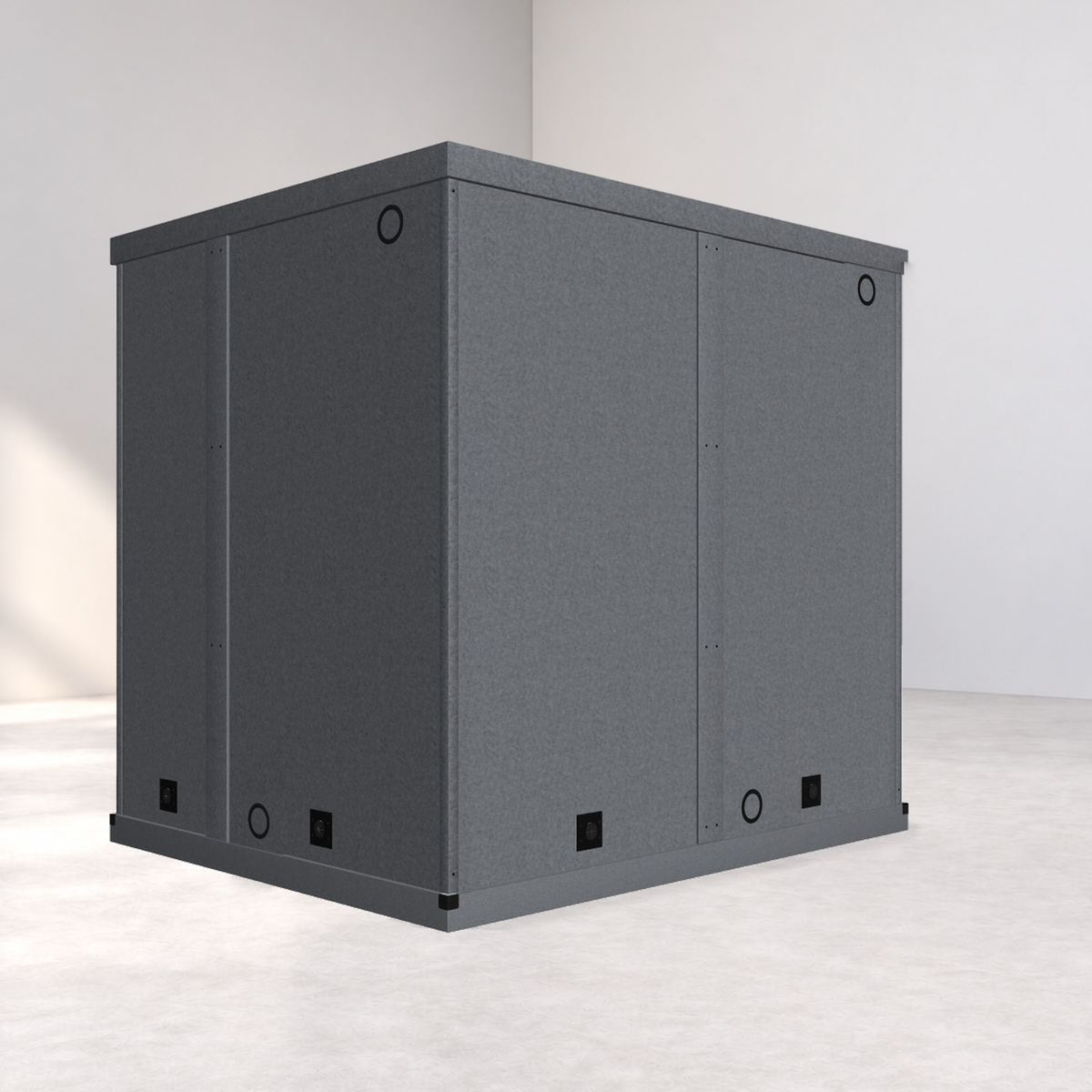 LA Vocal Booths 6x8 Basic exterior with structural vent rings and no airflow boxes