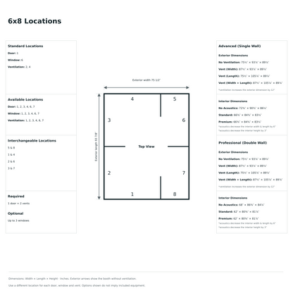 LA Vocal Booths 6x8 Universal locations diagram