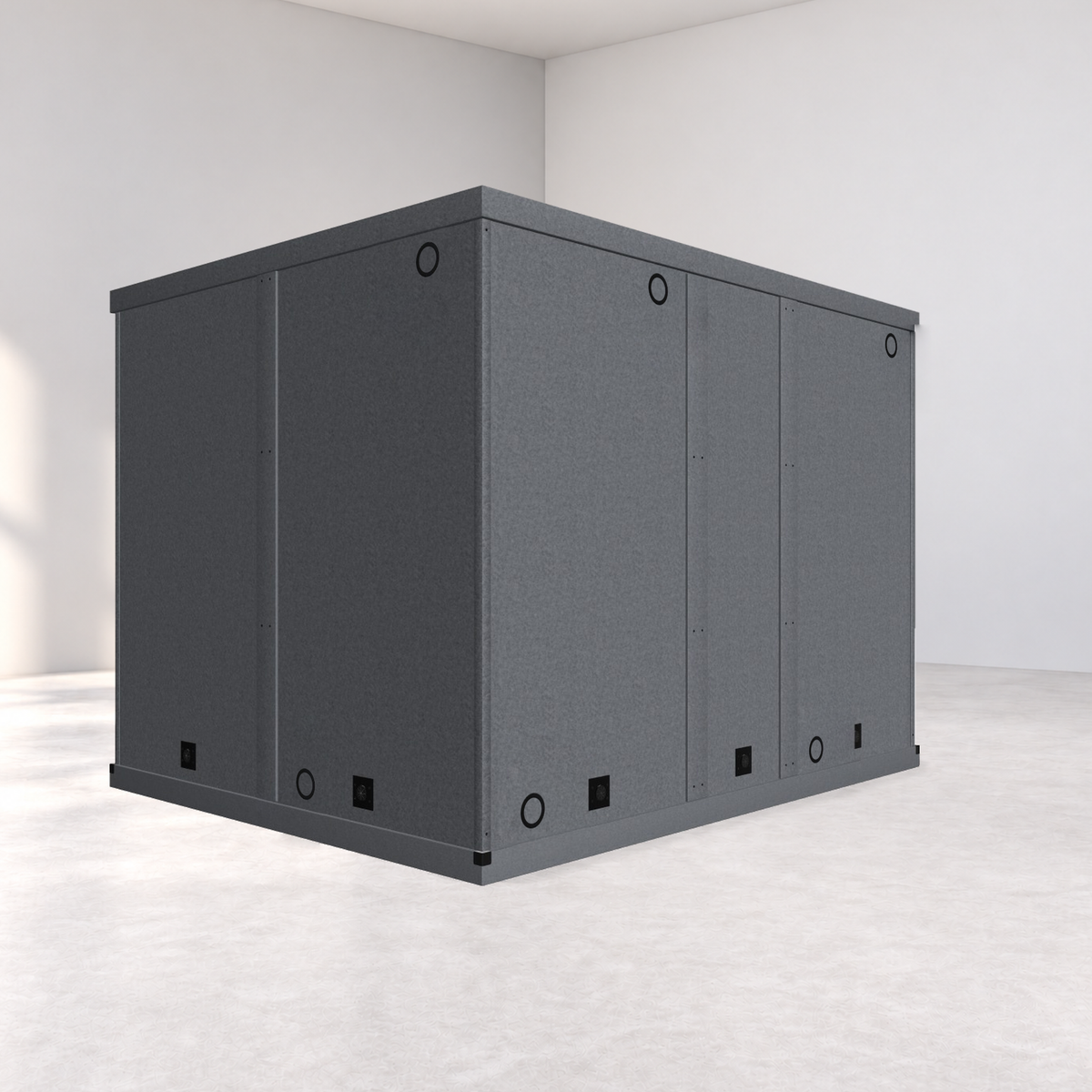 LA Vocal Booths 8x10 Basic exterior with structural vent rings and no airflow boxes