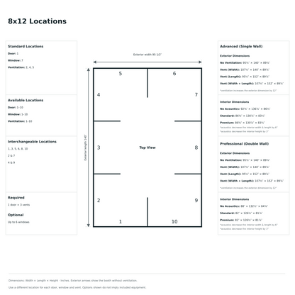 LA Vocal Booths 8x12 Universal locations diagram