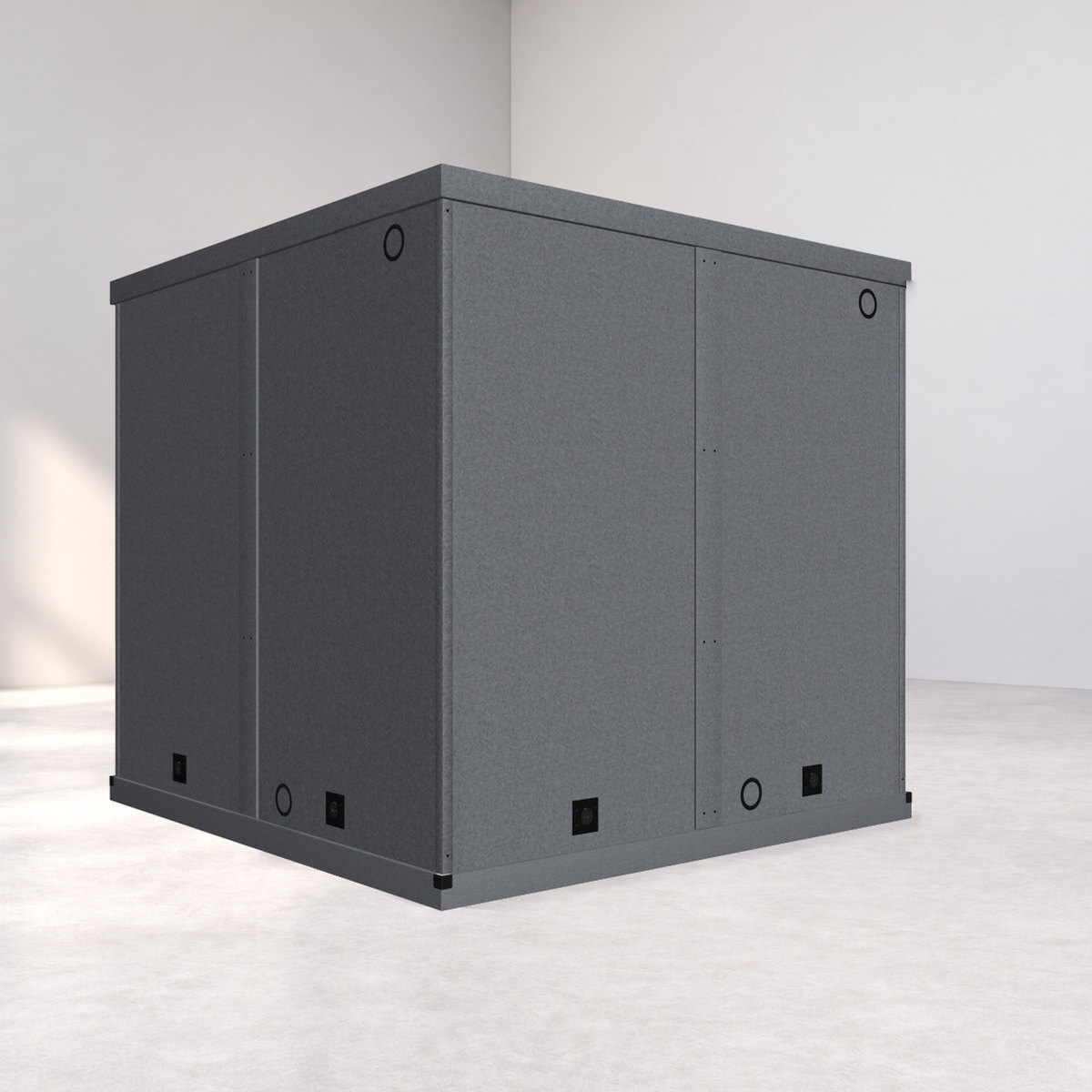 LA Vocal Booths 8x8 Basic exterior with structural vent rings and no airflow boxes