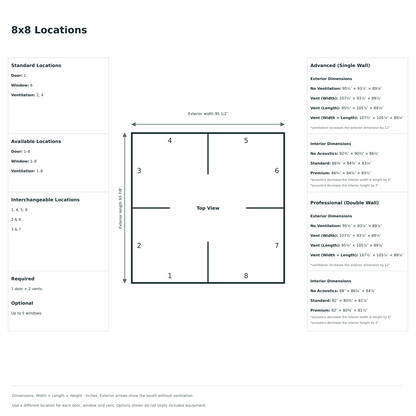 LA Vocal Booths 8x8 Universal locations diagram